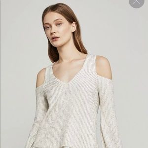 BCBG Hansen Cold-Shoulder Mixed-Media Top